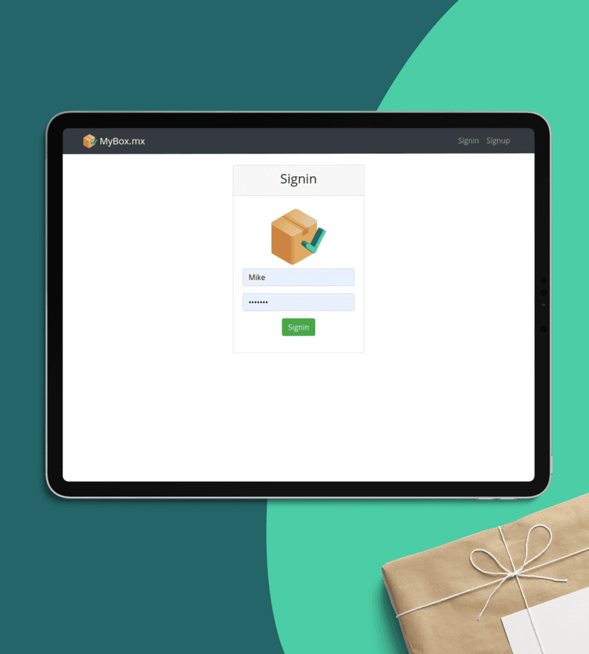 Screenshot of the MyBox shipping dashboard